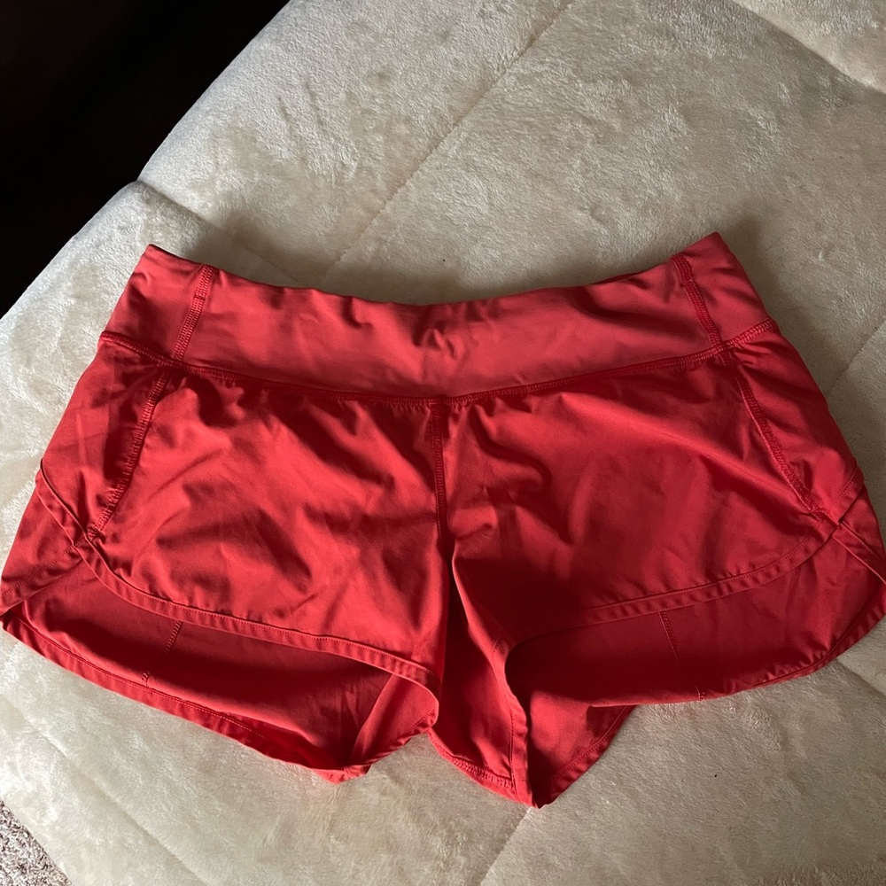 Lululemon size 8 coral speed up shorts!